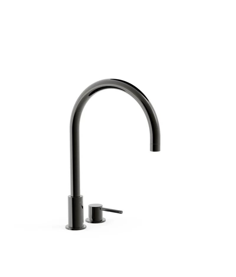 Grifo monomando de repisa para lavabo con instalación libre y acabado negro metalizado Study Tres