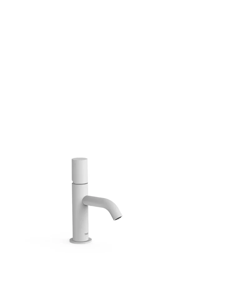 Grifo monomando para lavabo con latiguillos flexibles de alimentación color blanco mate Study Tres