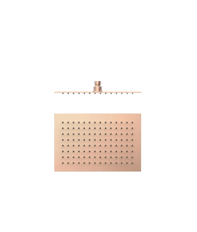 Rociador de ducha extrafino con rótula orientable de acabado oro rosa mate Tres