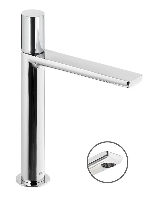 Grifo de lavabo cascada monomando de caño medio con acabado cromado y diseño moderno Max Tres