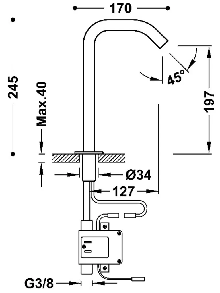 Grifo de lavabo con sensor electrónico acabado en cromo Tres