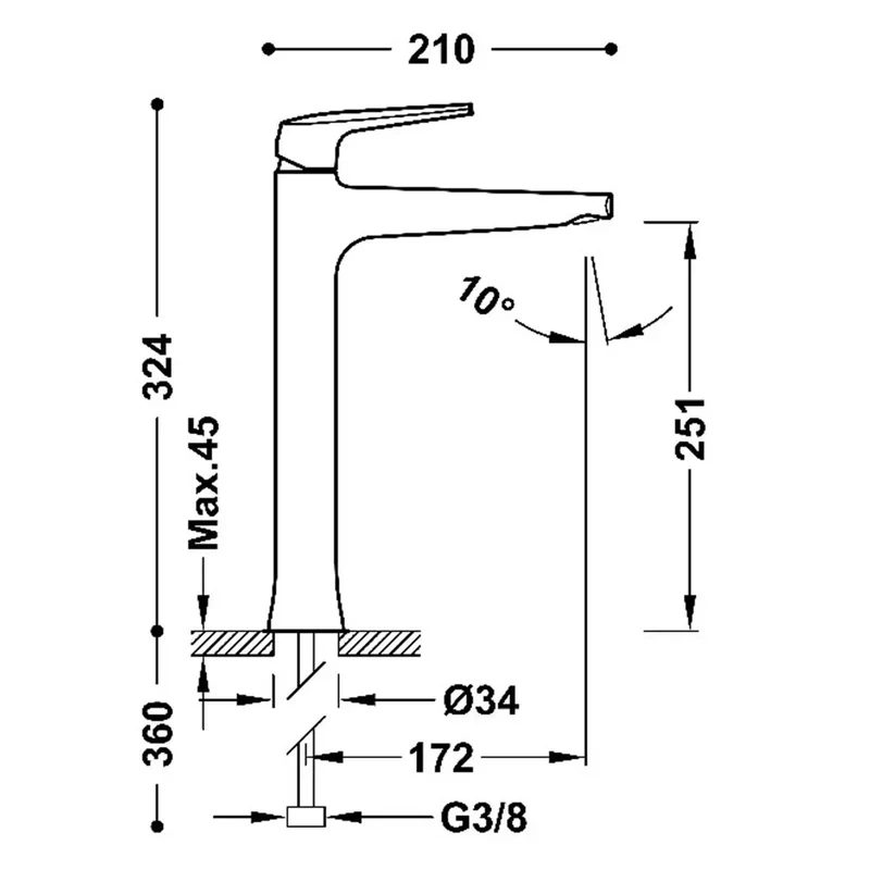 Grifo monomando XXL para lavabo con aireador de silicona acabado oro rosa mate de latón Fuji Tres