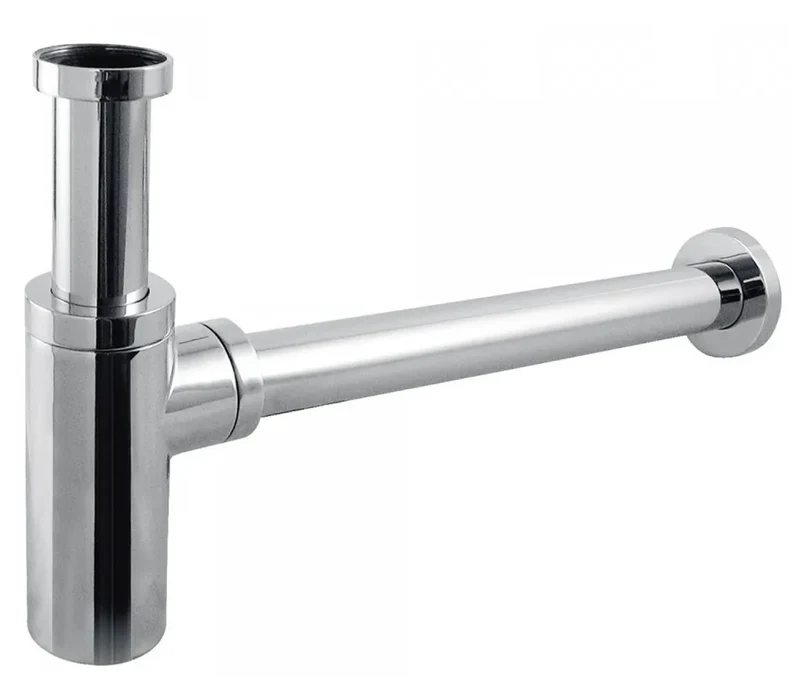 Grifo monomando de lavabo con desagüe y caño, latón con acabado cromado Flat TRES