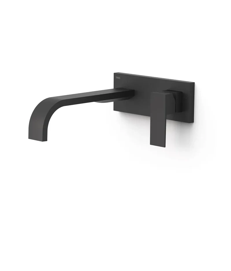 Grifo monomando empotrado para lavabo con caño color negro mate Cuadro Tres