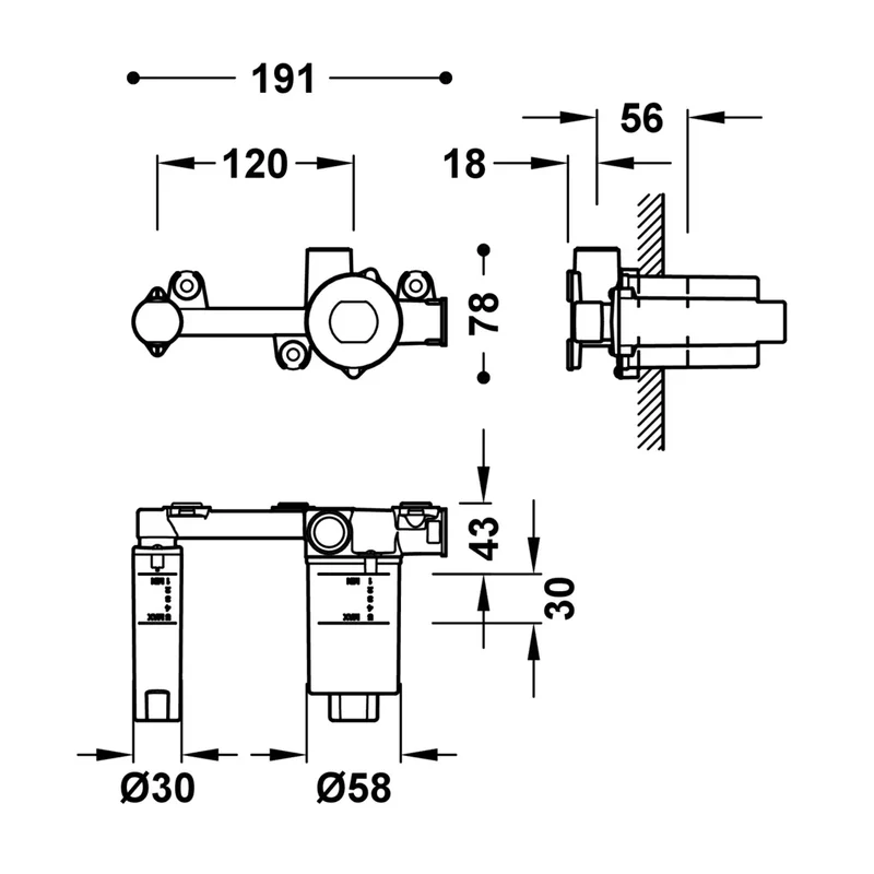 Grifo monomando empotrado para lavabo con caño color negro mate Cuadro Tres