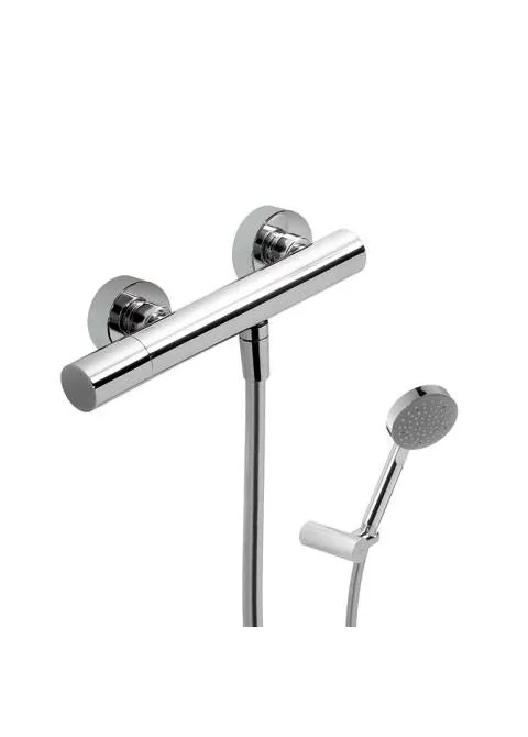 Grifo monomando para ducha con teleducha móvil de latón y acabado cromado Max Tres