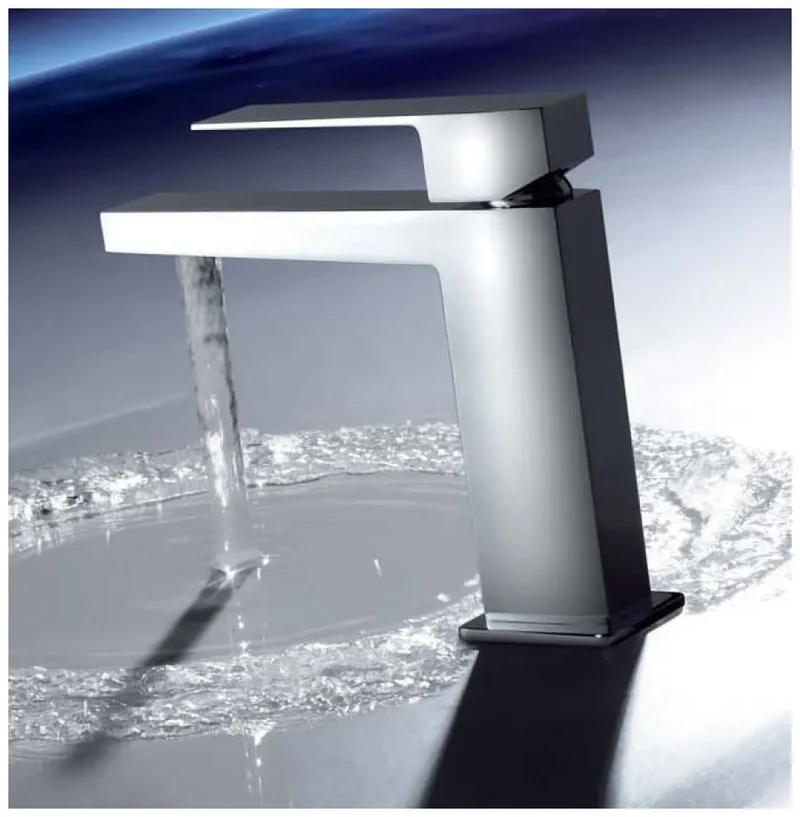 Grifo monomando para lavabo con caño plano de latón con acabado cromado S SLIM TRES