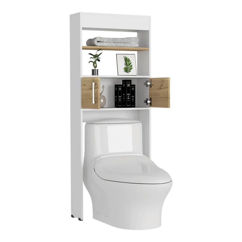 Gabinete de Baño Madrid, Café Claro y Blanco Duqueza , Ahorrador de Espacio