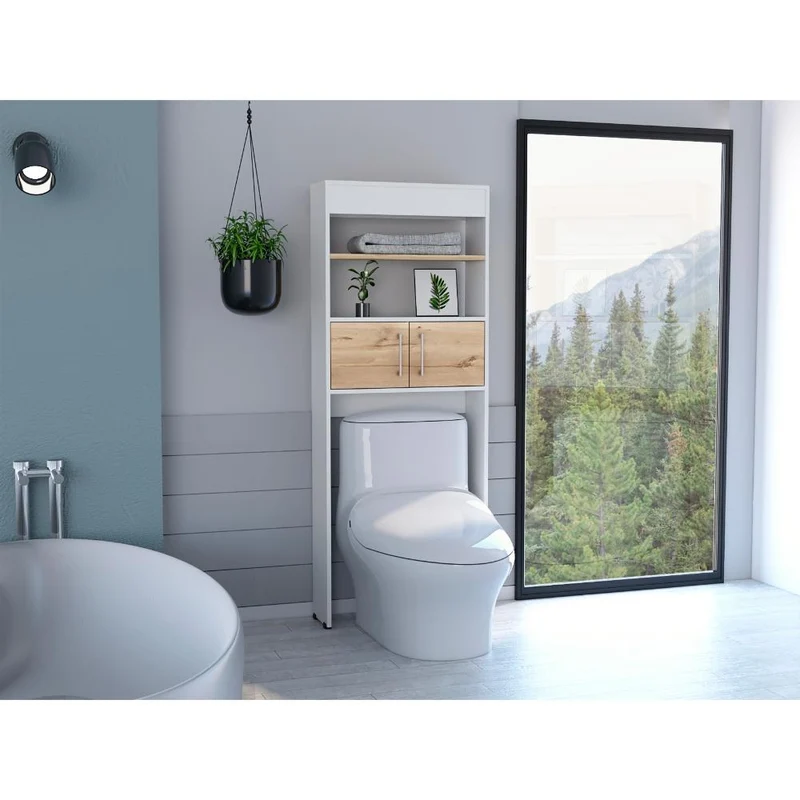 Gabinete de Baño Madrid, Café Claro y Blanco Duqueza , Ahorrador de Espacio