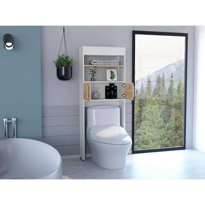 Gabinete de Baño Madrid, Café Claro y Blanco Duqueza , Ahorrador de Espacio