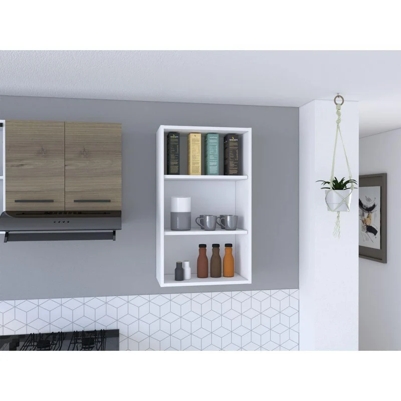 Complemento Gabinete Superior Dibala, Blanco Perla, Cuenta con 3 Entrepaños
