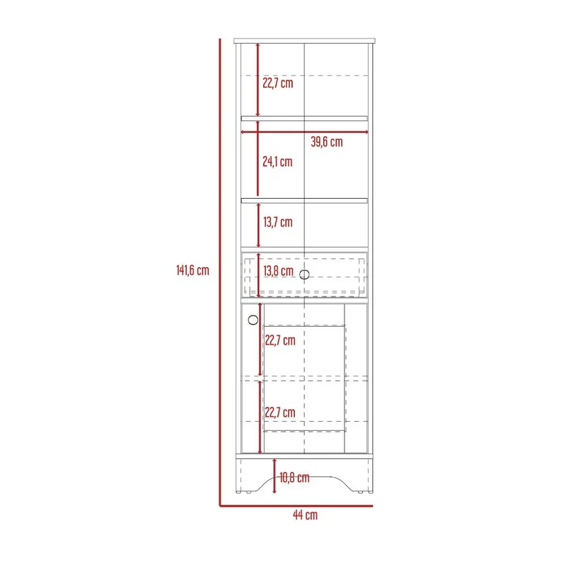 Gabinete de Baño Fidel, Café Claro y Blanco, con una Puerta Abatible y un Cajón