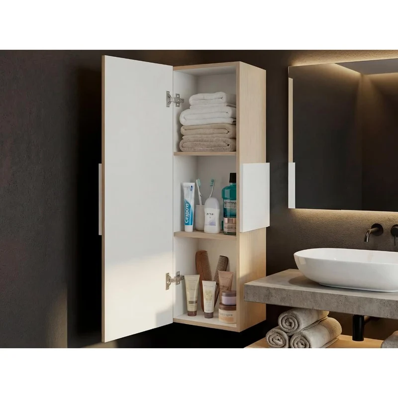 Gabinete de Baño Picasso, Cartagena y Blanco, con Espacio para Guardar Objetos de Aseo