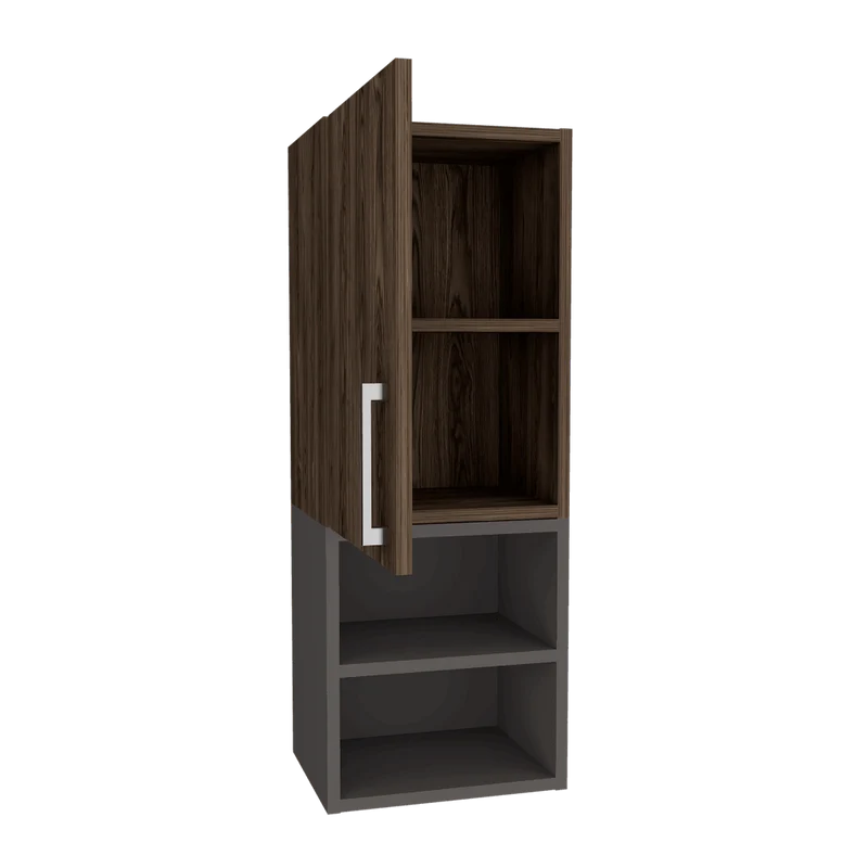 Gabinete de Baño Oporto, Chocolate y Plata Oscuro, con Espacio para Guardar Objetos de Aseo Personal