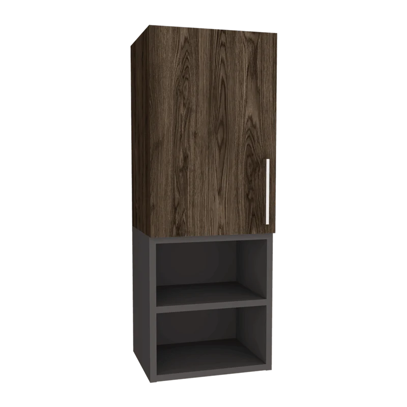 Gabinete de Baño Oporto, Chocolate y Plata Oscuro, con Espacio para Guardar Objetos de Aseo Personal
