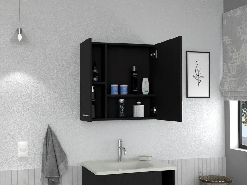 Gabinete de Baño Apolis, Wengue, con Puerta Espejo y Dos Entrepaños para Ubicar Múltiples Objetos