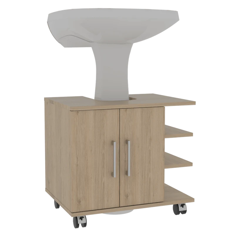 Mueble para Lavamanos Aqua, Beige, con Rodachines para su Fácil Desplazamiento