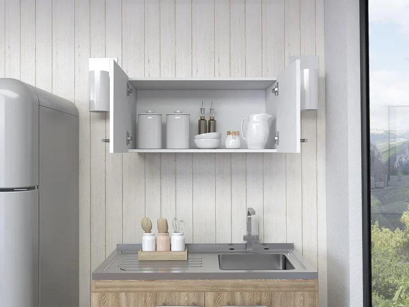 Mueble sobre Campana Delfi, Blanco, con Dos Puertas Batientes