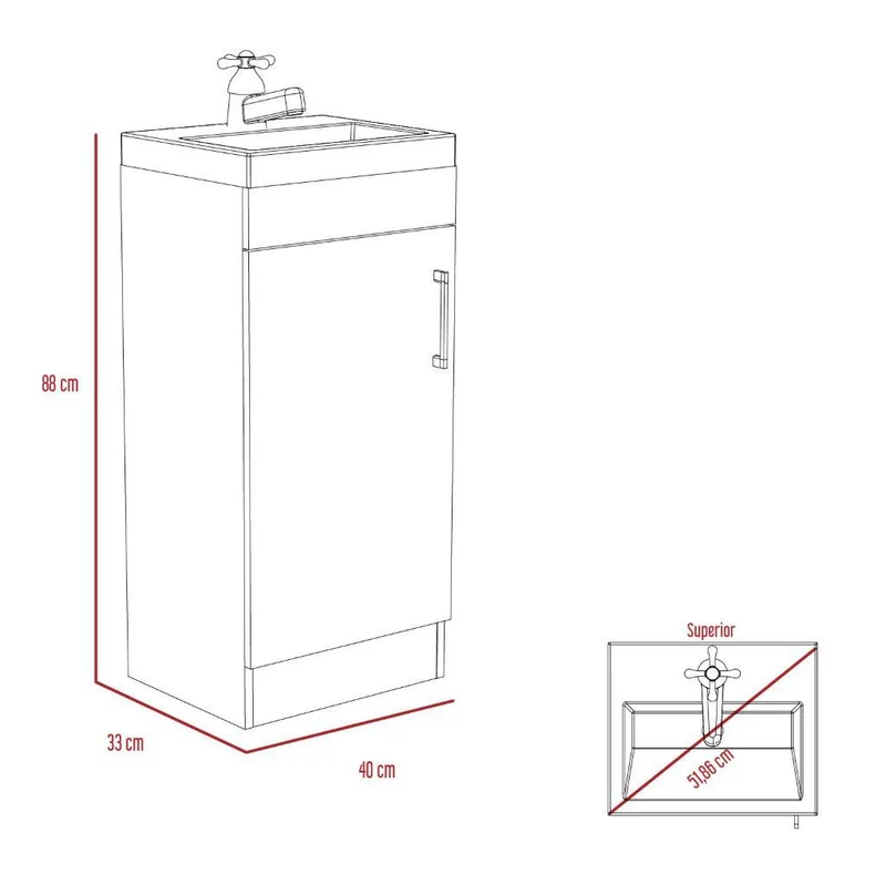 Mueble para Lavamanos Oporto, Miel, con una Puerta Abatible