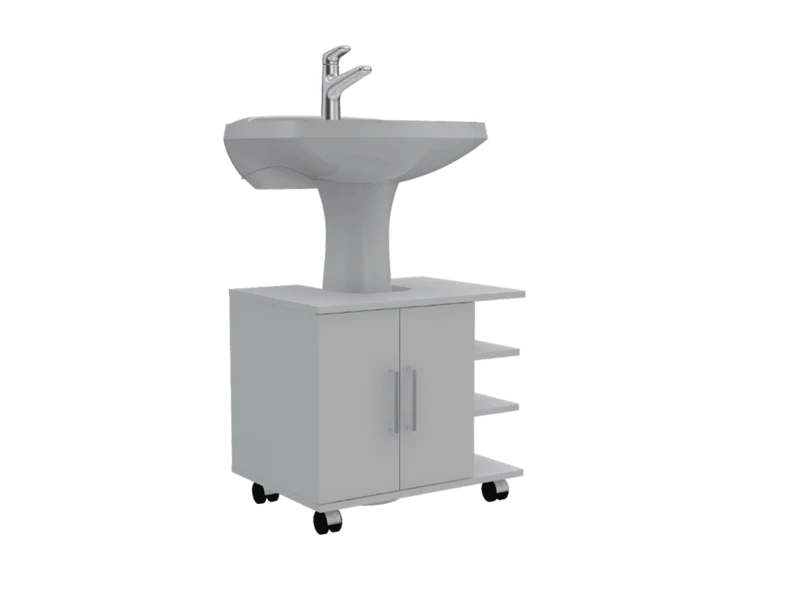Mueble para Lavamanos Elemental, Blanco, con Rodachines para su Fácil Desplazamiento