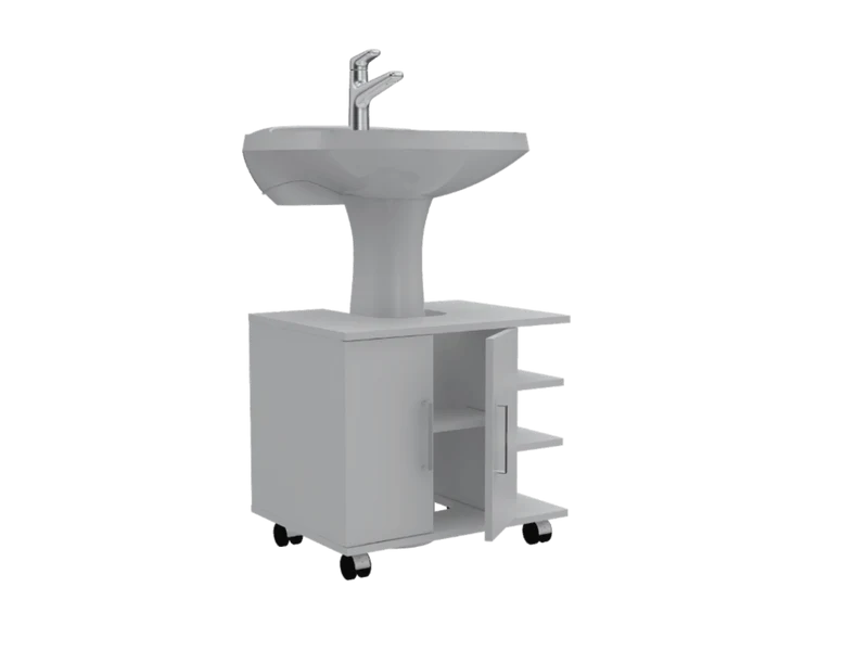 Mueble para Lavamanos Elemental, Blanco, con Rodachines para su Fácil Desplazamiento