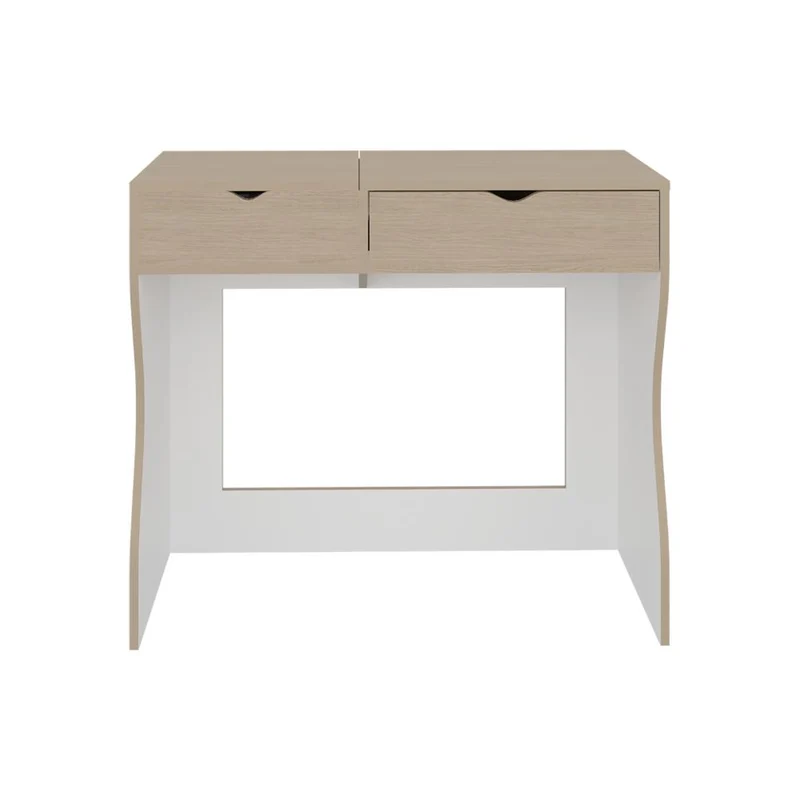 Mueble Tocador Perlak, Cartagena y Blanco, con Dos Cajones
