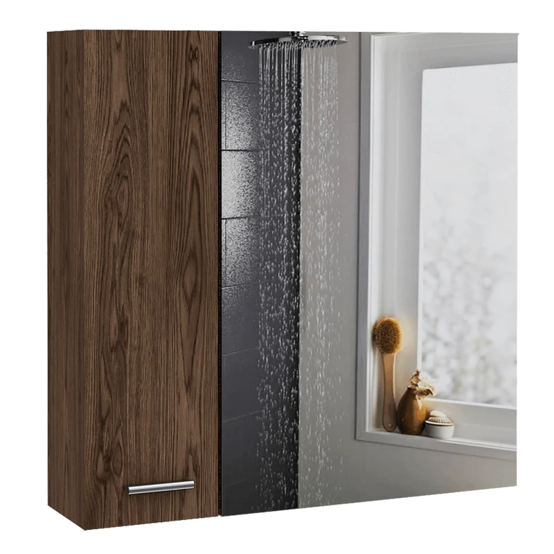 Gabinete de Baño Depp, Avellana, con Puerta Espejo y Dos Entrepaños