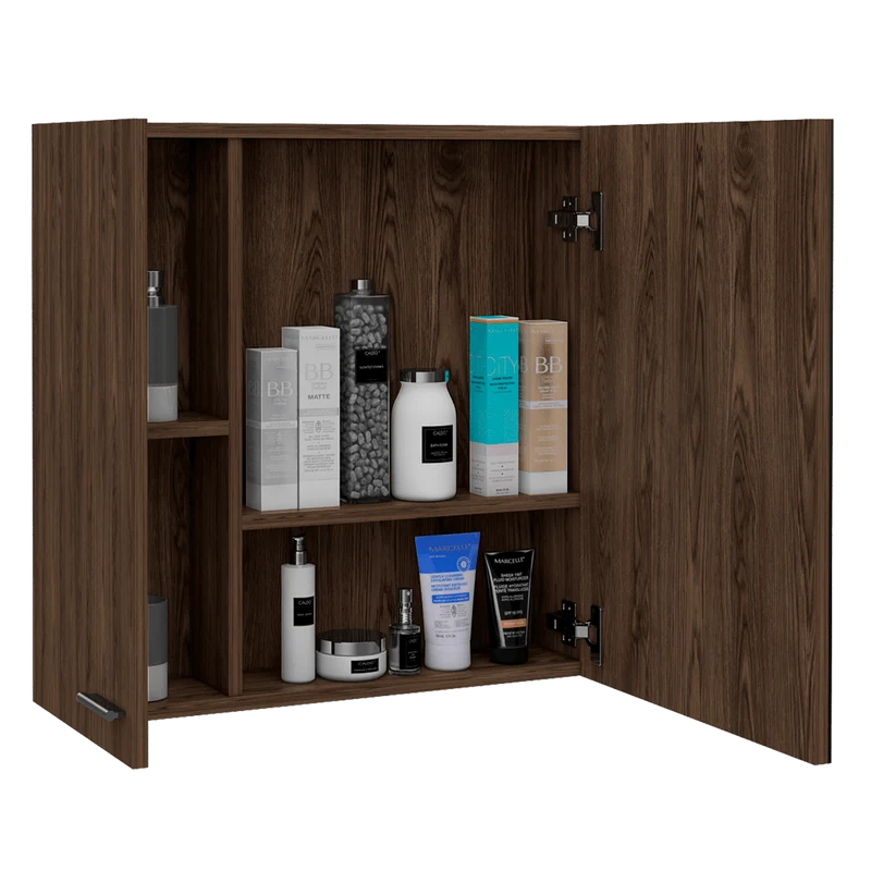 Gabinete de Baño Depp, Avellana, con Puerta Espejo y Dos Entrepaños