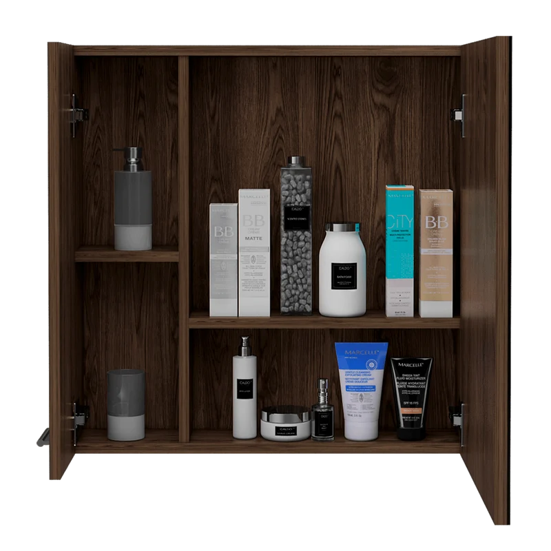 Gabinete de Baño Depp, Avellana, con Puerta Espejo y Dos Entrepaños