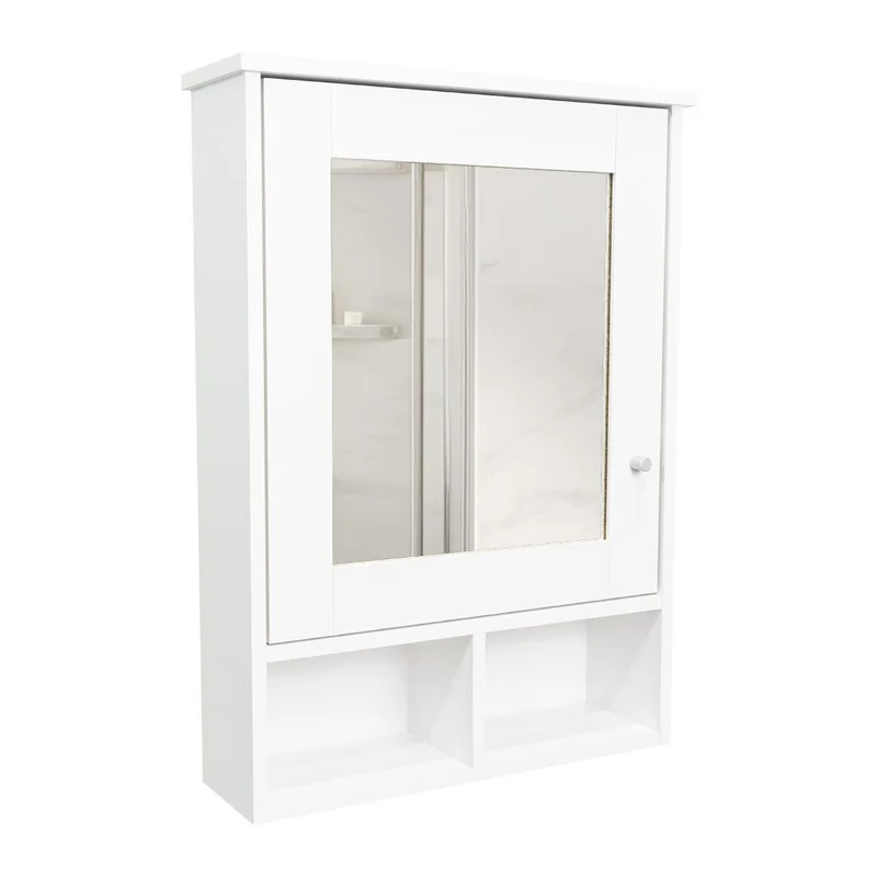 Gabinete de Baño Egeo, Blanco, con Puerta Espejo y Tres Entrepaños para Ubicar Objetos