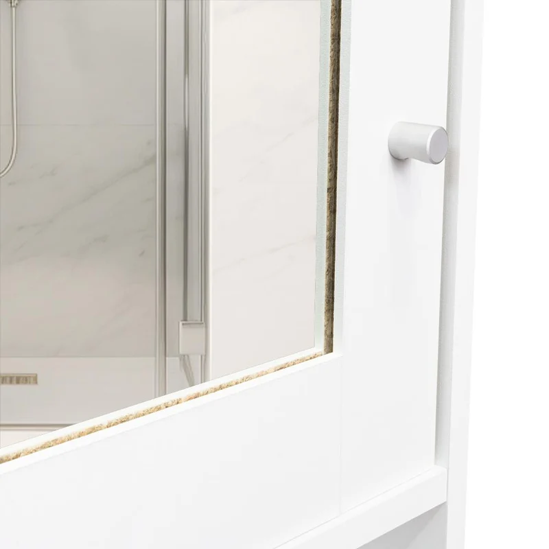 Gabinete de Baño Egeo, Blanco, con Puerta Espejo y Tres Entrepaños para Ubicar Objetos