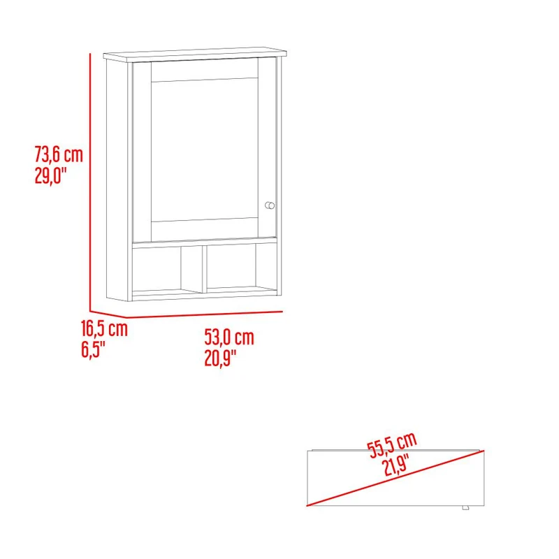 Gabinete de Baño Egeo, Blanco, con Puerta Espejo y Tres Entrepaños para Ubicar Objetos