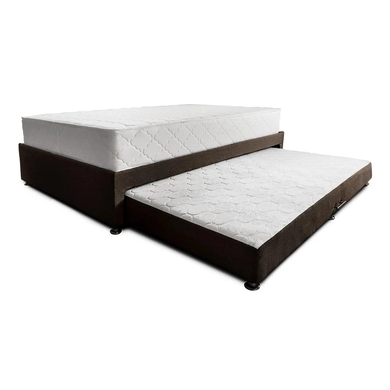 Combo de Cama Nido Tarima Café con Colchón Sencillo de 100x190 cm y Almohada