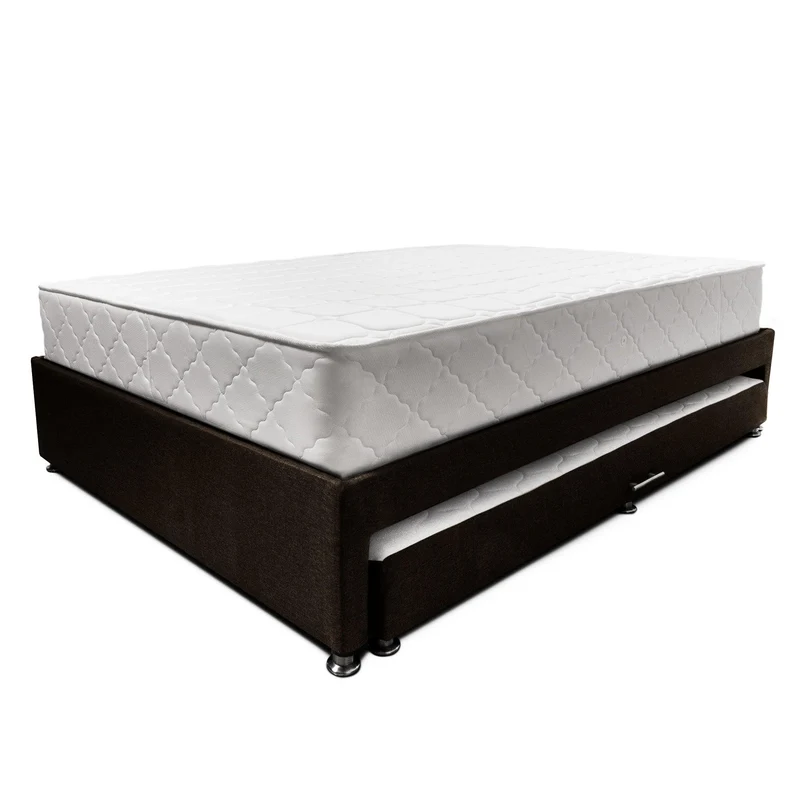 Combo de Cama Nido Tarima Café con Colchón Sencillo de 100x190 cm y Almohada