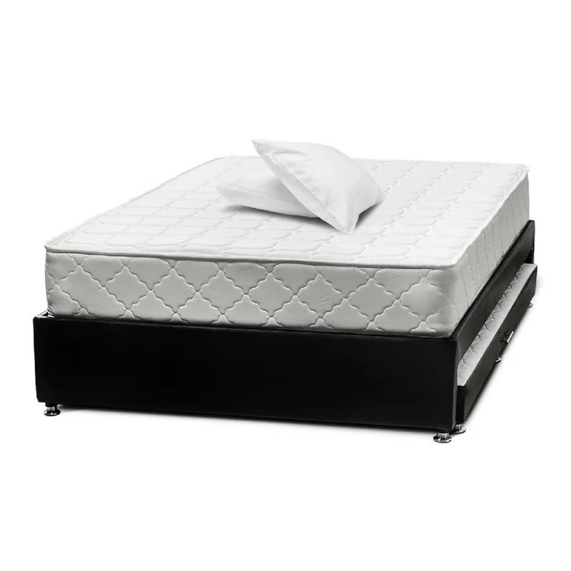 Combo Cama Tarima Nido Negra + Colchón 140 x 190 cm + Almohadas
