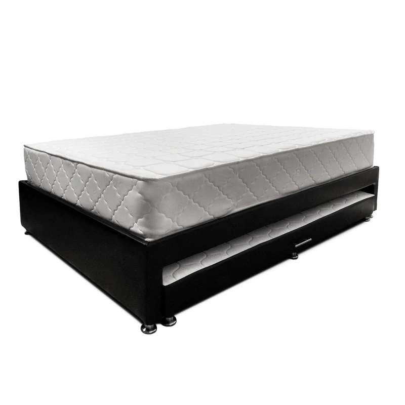 Combo Cama Tarima Nido Negra + Colchón 140 x 190 cm + Almohadas