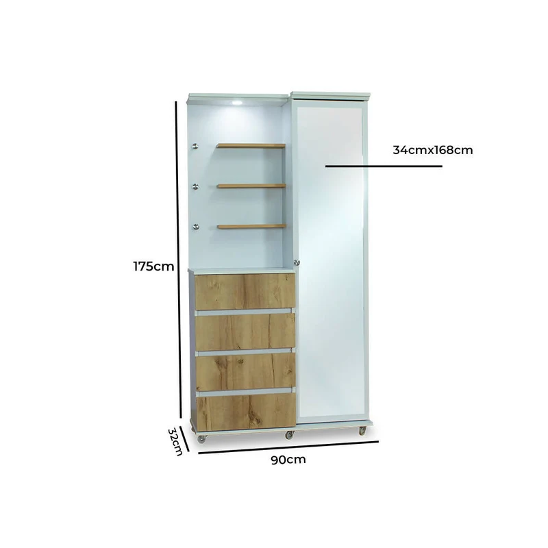 Cómoda Cajonera Blanco con Espejo