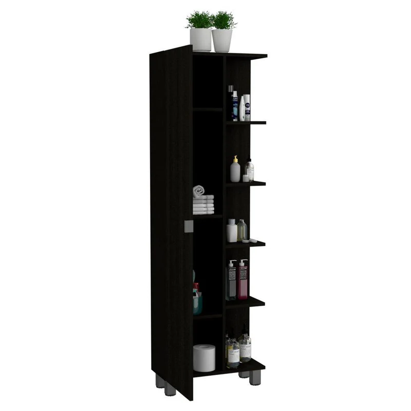 Mueble Esquinero Zendaya, Wengue, con Variedad de Entrepaños ZF
