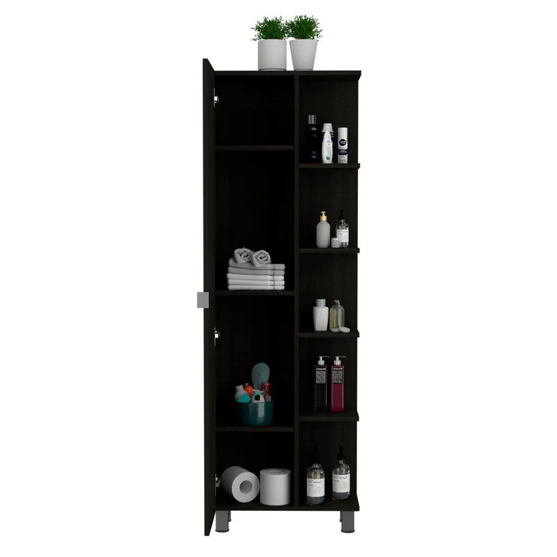 Mueble Esquinero Zendaya, Wengue, con Variedad de Entrepaños ZF