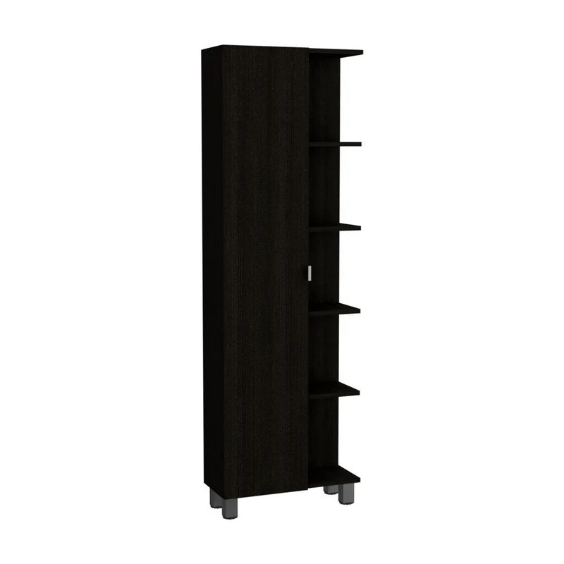 Mueble Esquinero Zendaya, Wengue, con Variedad de Entrepaños ZF