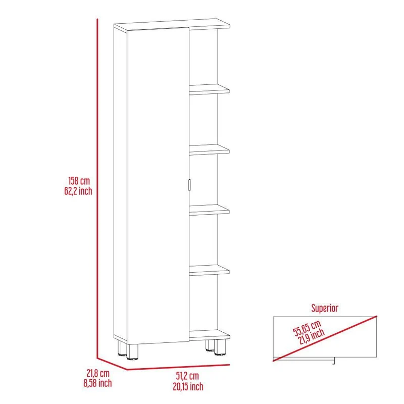 Mueble Esquinero Zendaya, Wengue, con Variedad de Entrepaños ZF