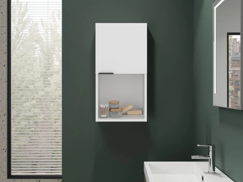 Gabinete de Baño Kase, Kronos Blanco, con una Puerta Abatible con Manija Metálica ZF
