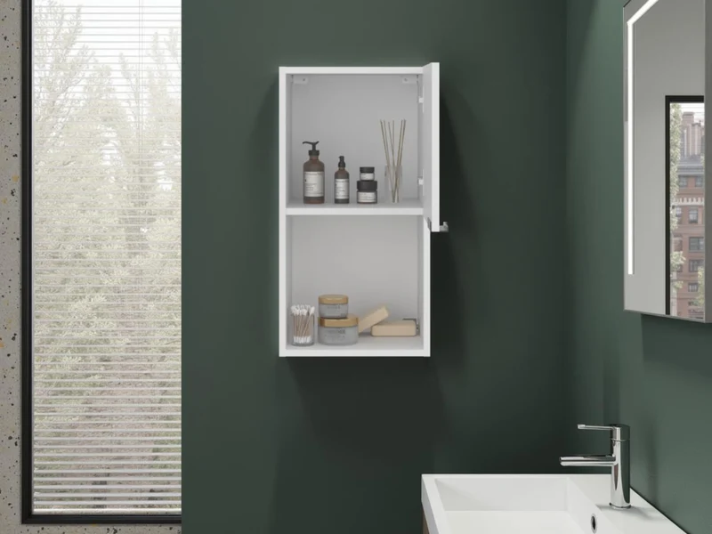 Gabinete de Baño Kase, Kronos Blanco, con una Puerta Abatible con Manija Metálica ZF