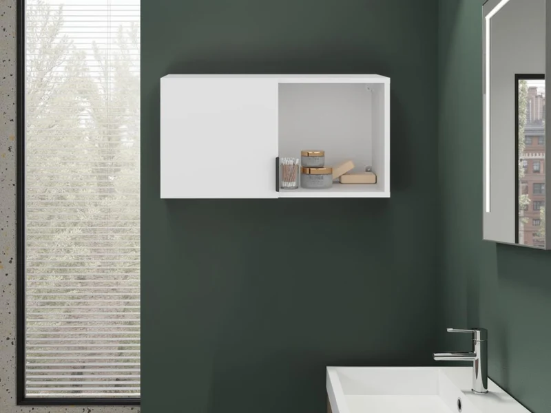 Gabinete de Baño Kase, Kronos Blanco, con una Puerta Abatible con Manija Metálica ZF