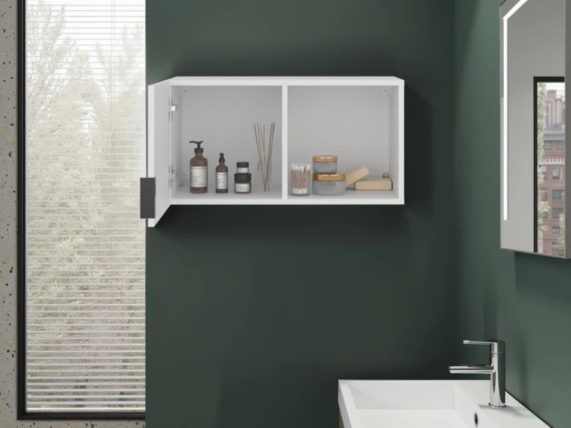Gabinete de Baño Kase, Kronos Blanco, con una Puerta Abatible con Manija Metálica ZF