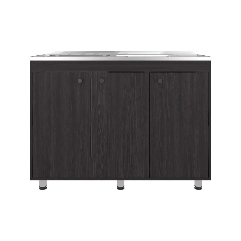 Gabinete Inferior Cantabria 120, Wengue, Ideal para Espacio Reducidos, con Mesón Izquierdo ZF