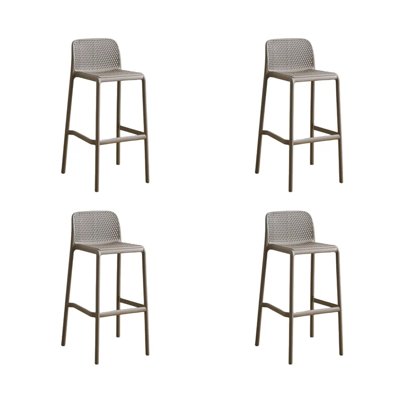 Set de 4 Sillas para Bar Túnez, Color Taupe, con Espaldar Redondeado y Transpirable