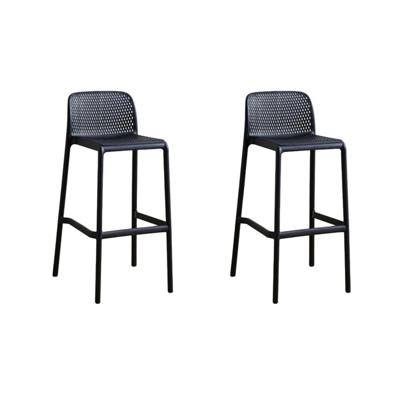 Set de 2 Sillas para Bar Túnez, Color Negro, con Espaldar Redondeado y Transpirable