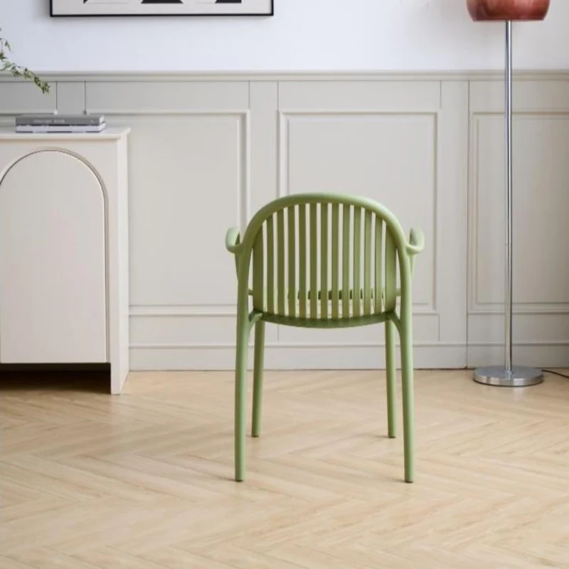 Set de 4 Sillas Marruecos con Brazos, Verde Olivo, con Espaldar en Rayas y Diseño Minimalista