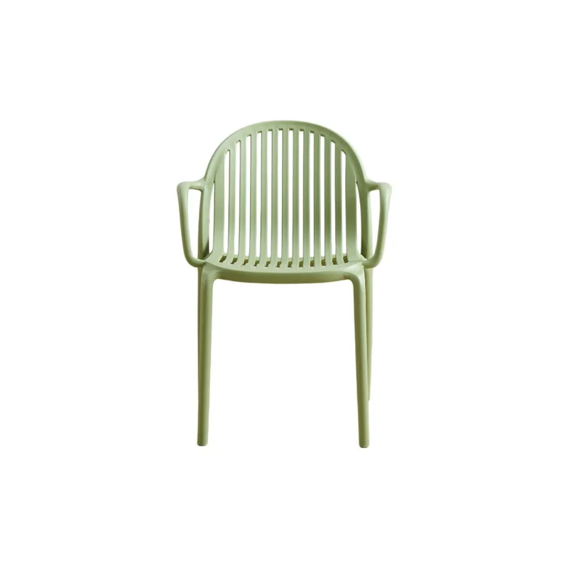 Set de 4 Sillas Marruecos con Brazos, Verde Olivo, con Espaldar en Rayas y Diseño Minimalista